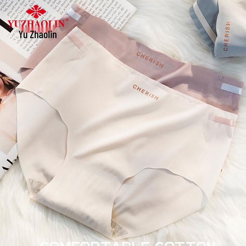 Yu Zhaolin Women's Seamless Mid-Waist Cotton Crotch Briefs 4-Pack