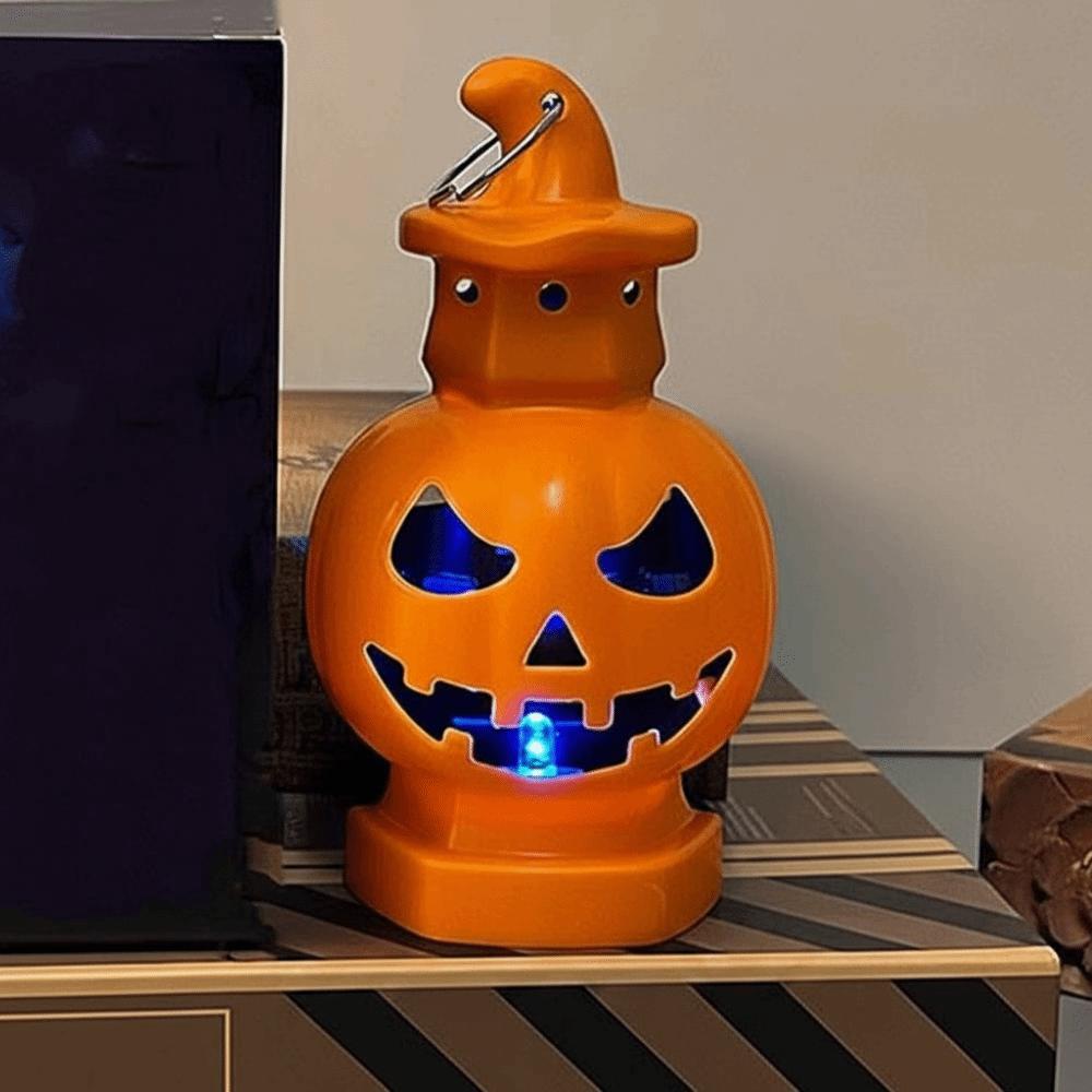 LED Glowing Pumpkin Lantern Double-Sided Button Cell Battery-Powered Halloween Light Portable Plastic Pumpkin Decor Desktop