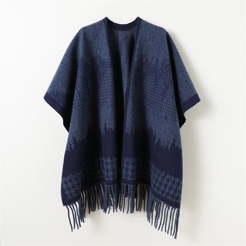 

Splash Ink Qiandongge Autumn And Winter Men S And Women S Double-Sided Shawls With Imitation Cashmere High-End Warm Fringed Scarf Cape 168cm