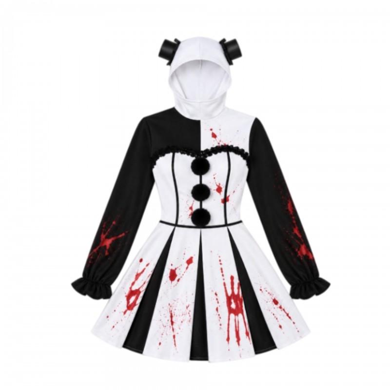 Halloween Clown Cosplay Dress Women Horror Themed Party Costume Fantasy Roleplay Outfit