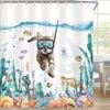 Scuba Diving Cat Shower Curtain Funny Underwater Scene Print Waterproof Polyester Bathroom Decor Bath Curtain