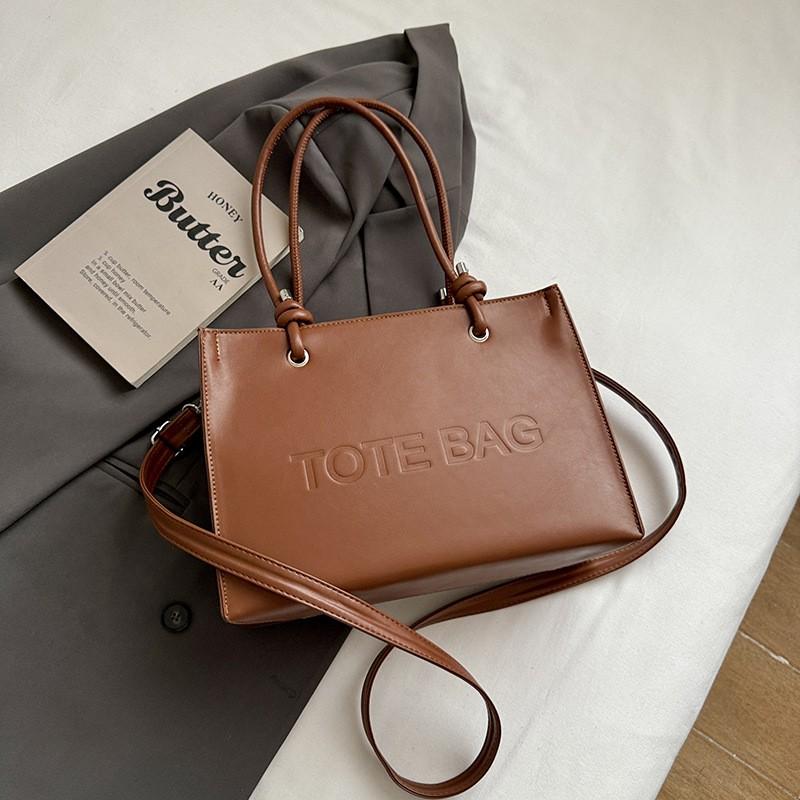Large Capacity Tote Bag Women Stylish Commuter Shoulder PU Leather Crossbody With Zip Interior Pockets