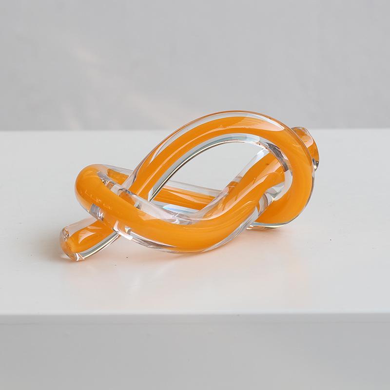 Kreativ Utskuren Geometrisk Glasskulptur Ihålig Glas Snöre Genomskinlig Knut Dekorativa Figurer Heminredningstillbehör