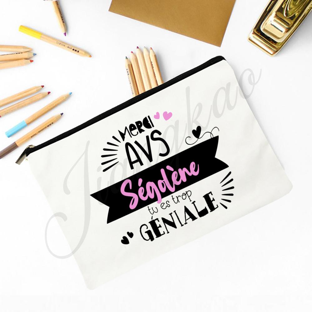 French Printed Makeup Bag Travel Neceser Travel Toiletry Organizer School Pencil Bags Graduate Gift for Maitresse Atsem Aesh Avs
