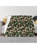 Shark Teeth Camo Blankets Warm Soft Cozy Flannel Camouflage Throw Blanket Bedspread For Couch Sofa Bedroom Bedding Home Gifts