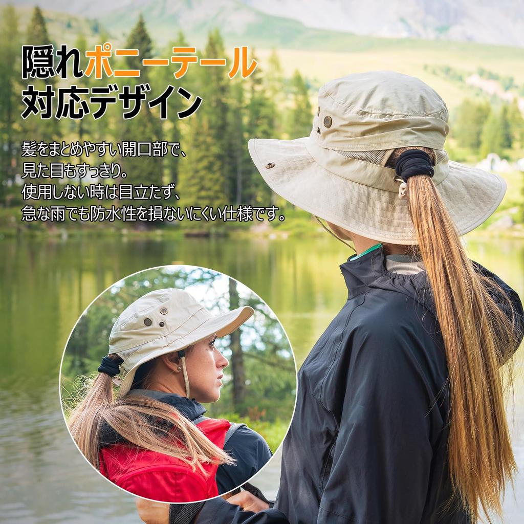 Safari Ponytail Adventure UV Sun Wide Chin Mountain Military Autumn [TOP-EX] Women's Hat, Compatible, Mesh, Hat, Foldable, Stylish, Protection, Hat,
