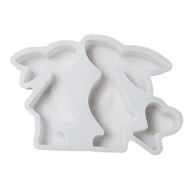 652F Rabbits Figurine Silicone Molds Animal Statue Silicone Molds for Epoxy Resin Making Gypsum Decoration