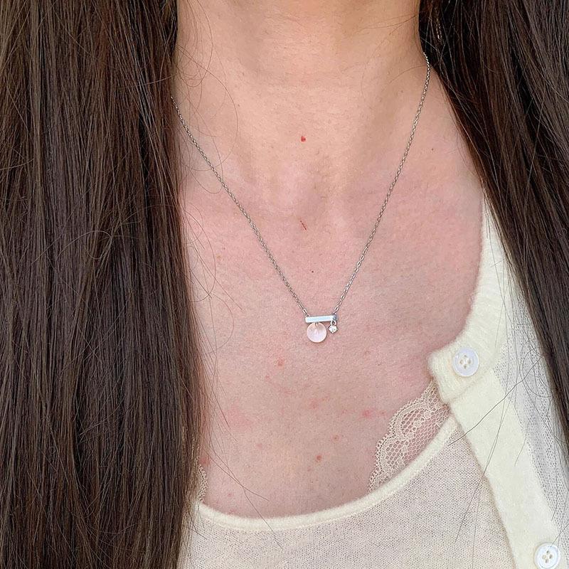 

Clear and transparent round beads white crystal silver 925 balance necklace minimalist and high-end collar chain fine jewelry 45cm серебряный