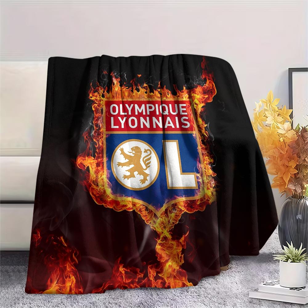 Olympique Lyonnais, Manta de Franela con Patrón, Alta Calidad, Cómoda para Todas las Estaciones, Decoración del Hogar, Calidez y Comodidad, Perfecta para Regalos.