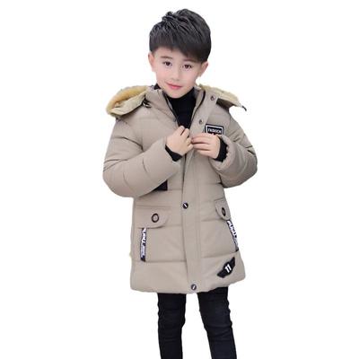 Big Boys Jacket Autumn Winter Plus Velvet Warm Teen Kids Jackets Fashion Mid-Length Zipper Hooded Boys Coat