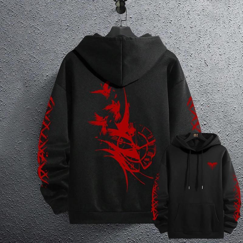 Men's Ancient Raven Print Pullover 2025 Brand New Black Sweatshirts Autumn Winter Male Daily Casual Sporty Jogging Hoodie