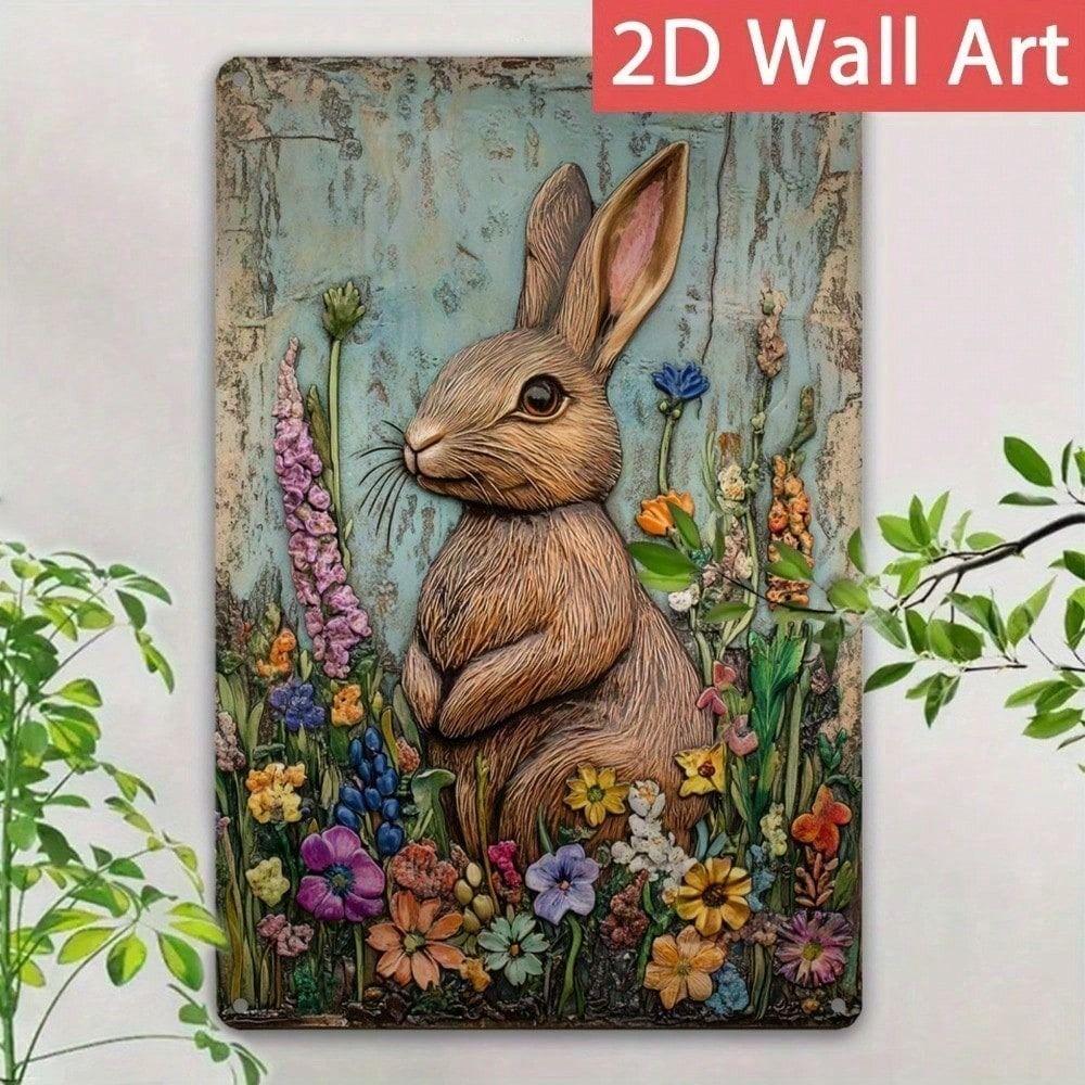 Vintage Metal Easter Bunny Garden Sign 30x20 cm