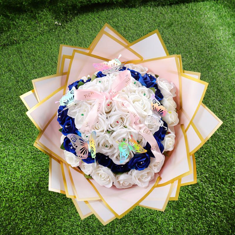 20 Sheets Gilt Edge Wrapping Paper Flowers Gift Wrapping Material Korean Style Birthday Wedding Florist DIY Wrapping Paper