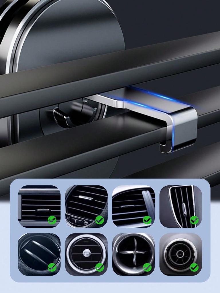 New Gravity-Sensing Car Air Vent Phone Holder - 4-Point Anti-Slip Clamp + Fan Blade Stabilizer, Universal for All Phones