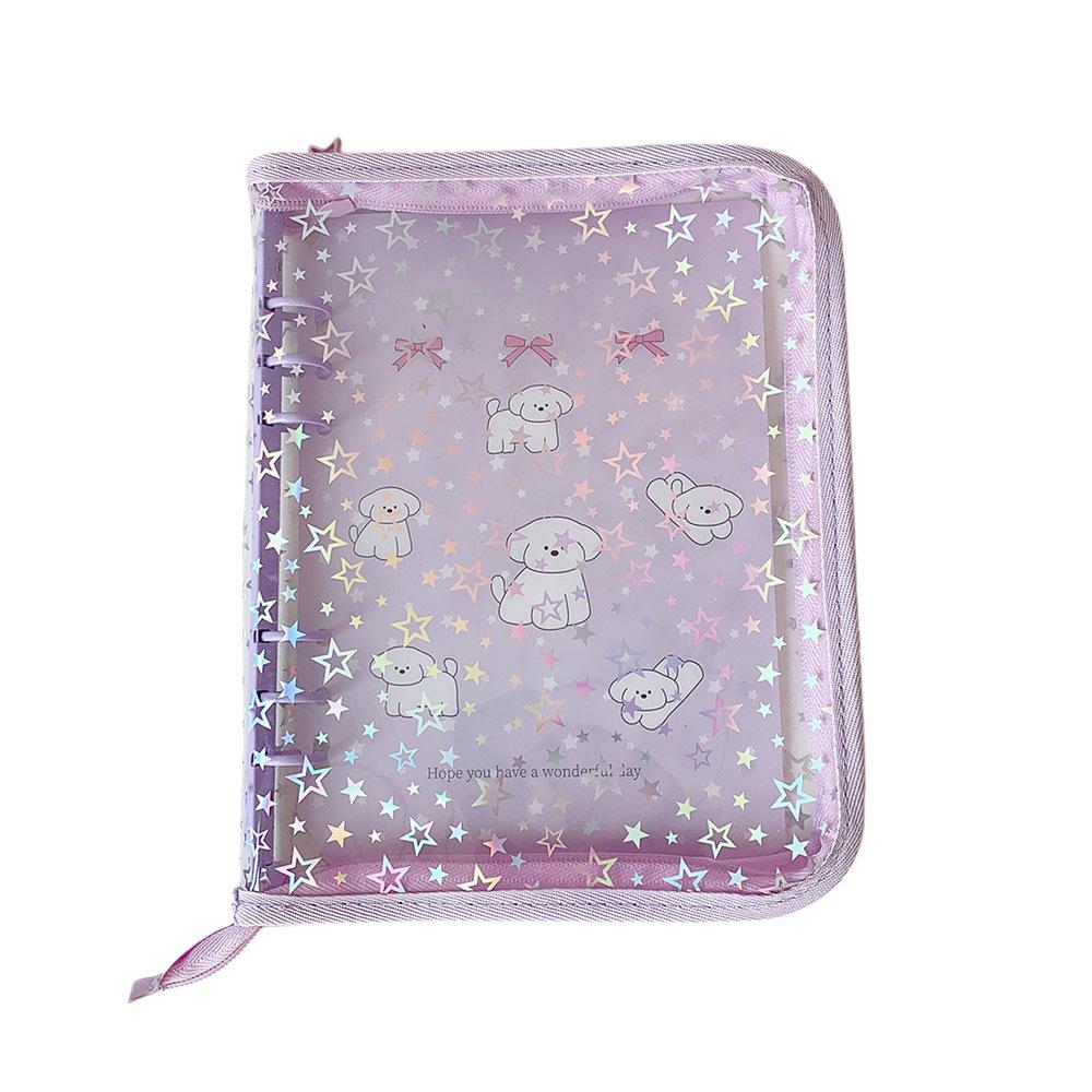 A5 Laser Star Zipper Binder Photo Card Collection Book Transparent Album A5 Card Album 3-inch Love Small Card Storage Album