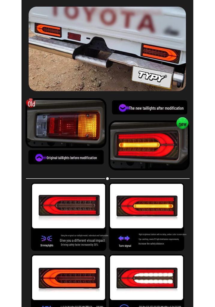 LED Taillight Assembly with Sequential Turn Signals for 1985-2007 Toyota Land Cruiser FJ75.