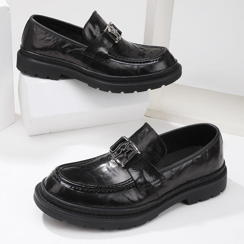 22 Men'S Shoes Tire Cowhide Loafers One-Pedal Lazy Shoes British Business Leather Shoes Men'S Casual Leather Shoes