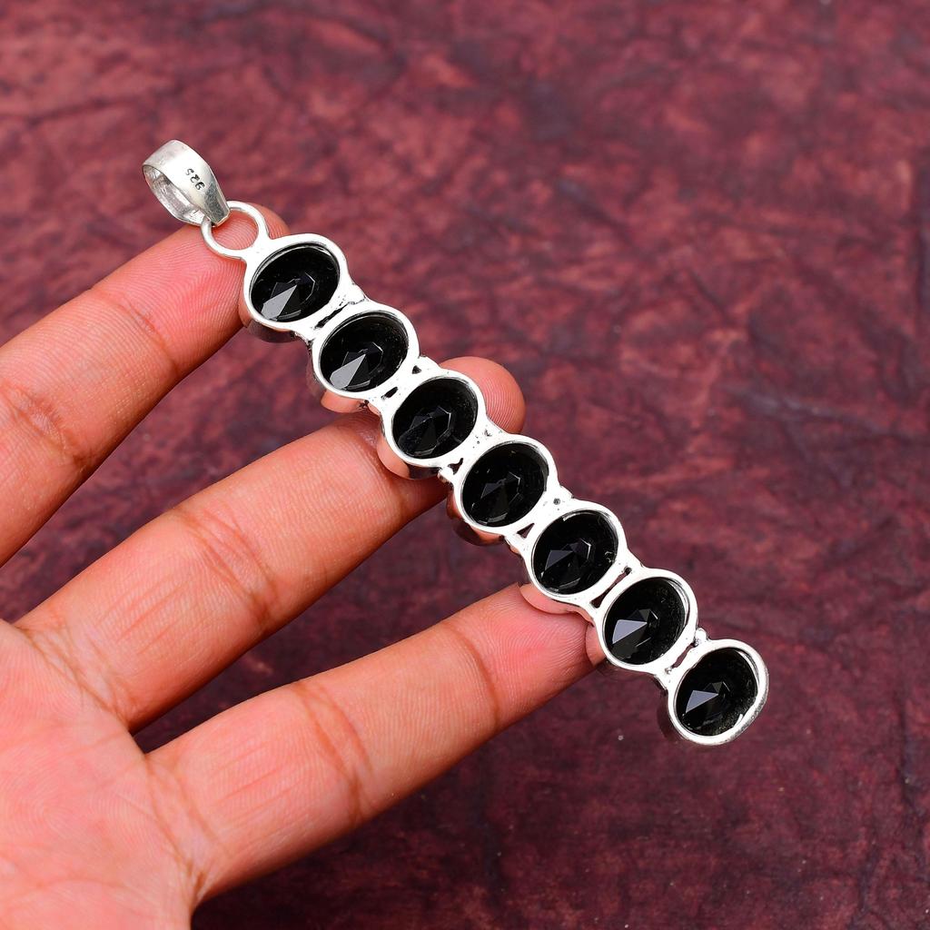 Awesome Black Onyx Gemstone Pendant: 925 Sterling Silver Handmade Pendant Necklace Jewelry