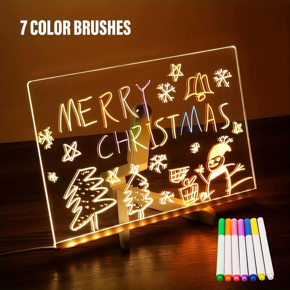 Message Board LED Light Up Acrylic Erasable Children's Painting Drawing Board DIY for Kids Birthday Gifts Bar Advertising Boards
