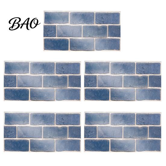 Retro Brick Pattern Wall Art 5Pcs Vintage Tile Stickers, Waterproof Oil?Proof Wallpaper, Peel Decorative Tiles for Home & Stick Backsplash