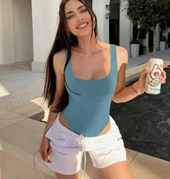 Body Canotta da Donna con Scollo a U Senza Maniche - Stile Europeo e Americano