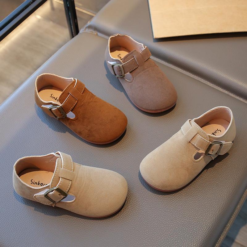 Boys Girls Moccasins Retro Soft Sole Elegant Kids Flat Shoes Non-slip 2025 New Fashion Children Leather Shoes Hook&loop Sweet