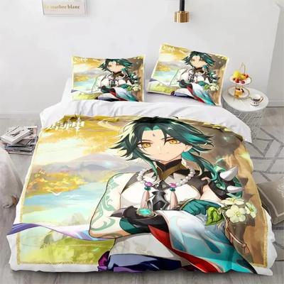 Druk 3D Anime Genshin Impact Xiao SUCROSE Qiqi Poszwa na kołdrę Kreskówkowe zestawy pościeli Zestaw do łóżka Kołdra Kołdra Poszwy Tekstylia domowe