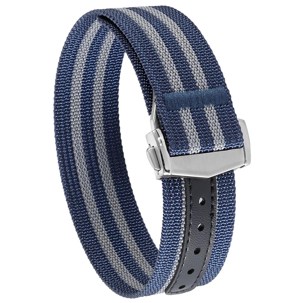 Premium Ribbed Watch Band Deployant Clasp Nylon 22MM 20MM Watch Strap for Omega Folding Buckle Watchband Sport Wristband For Men