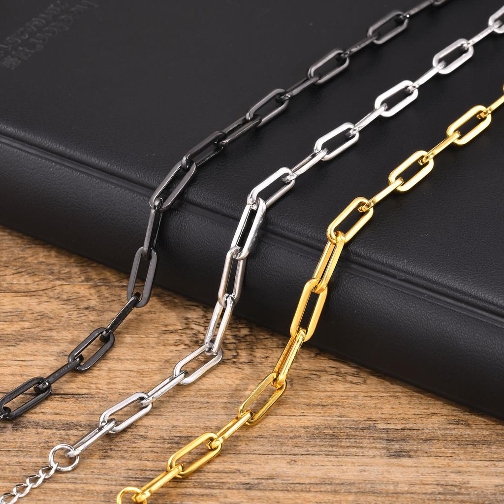 5mm Paperclip Chain Bracelets for Men Women,Waterproof Rectangle Stainless Steel Links Wristband,Trendy Zircon Gifts