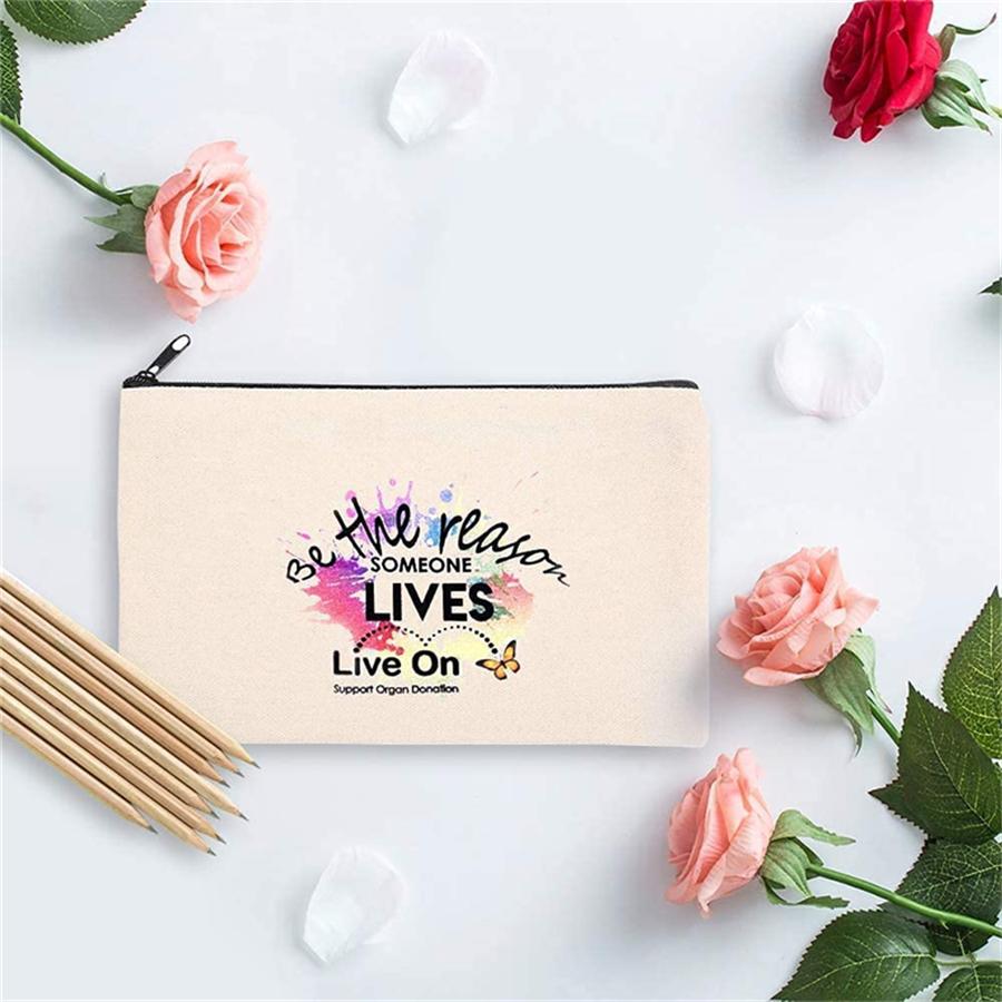 Custom Logo Eco-Friendly Zippered Pouch Travel for Cotton Canvas Cosmetic Makeup Bag Pen Case Storage Fashion Large