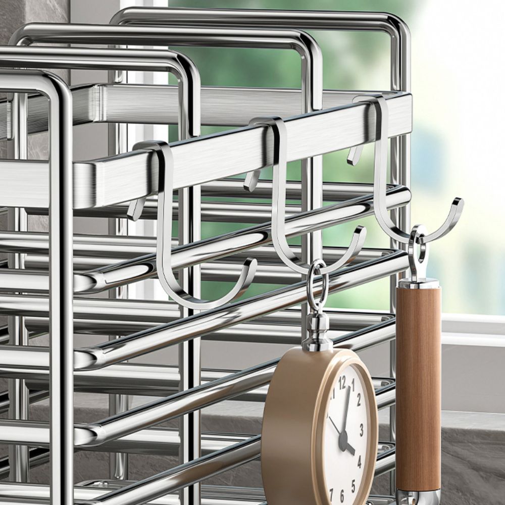 With Hooks Stainless Steel Chopstick Draining Rack Rust Proof Cutlery Holder Fork