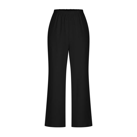 2 Pcs/Set Women Vest Pants Set Sleeveless V Neck Button Decor Wide Leg Straight Loose Solid Color Lady Top Trousers