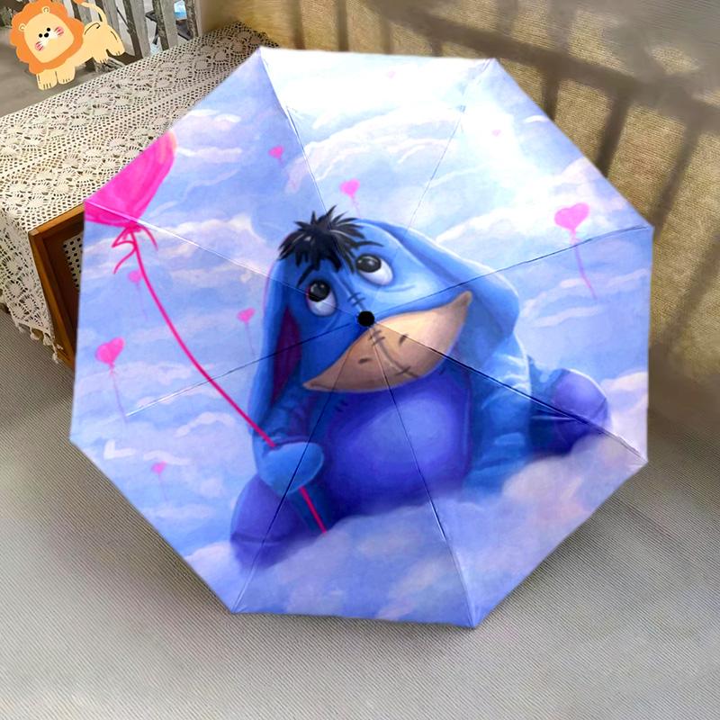 Eeyore'S Flower Bouquet Folding Umbrella Travel Umbrella Three Folds Printing Travel Umbrella