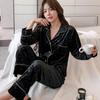 2024 Women's Plus Size Gold Velvet Pajamas - Loose, Solid Color, Autumn/Winter Fashionable Home Wear