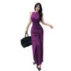 Women's Black Sleeveless French Style Slim-Fit Two-Piece Long Dress