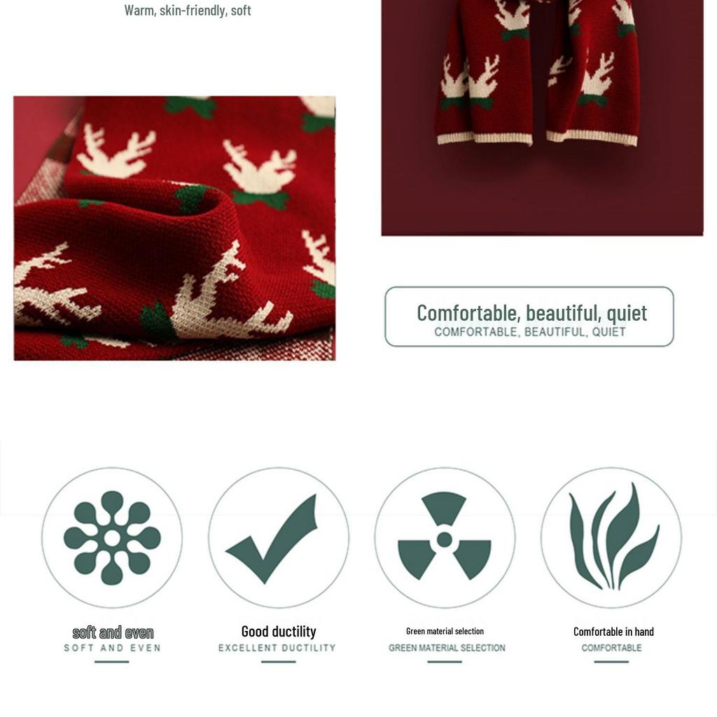 Rentier Strickschal im koreanischen Stil für Damen – Niedlicher & Weicher Winter-Halswärmer