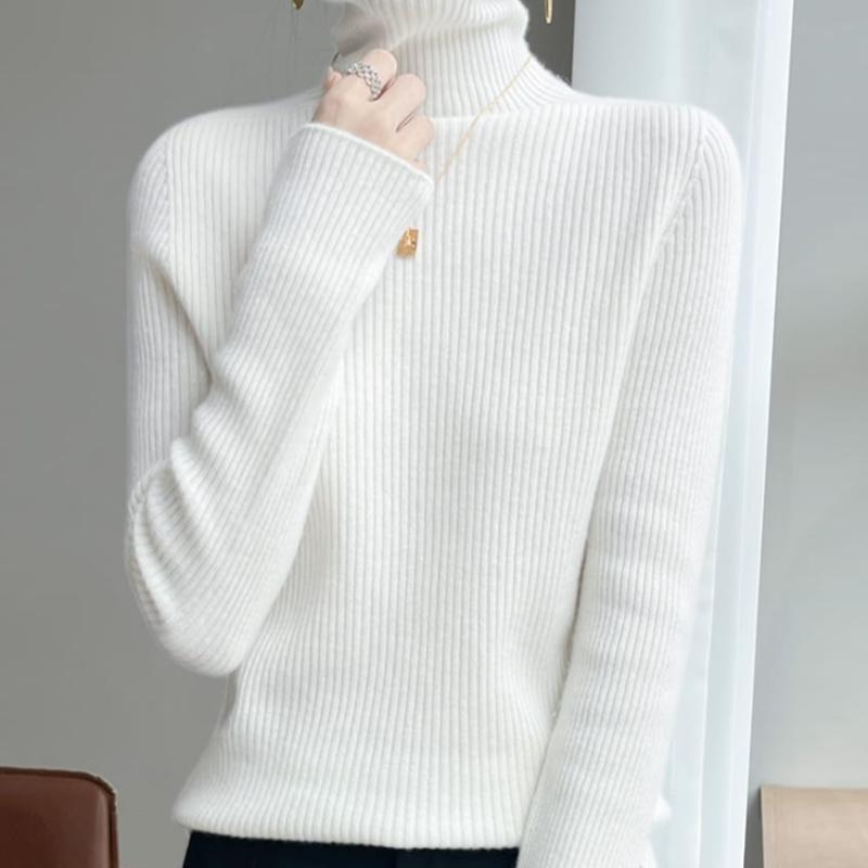 Navava Women Soft Rib Turtleneck Long Sleeve Knit Tee Nk3197