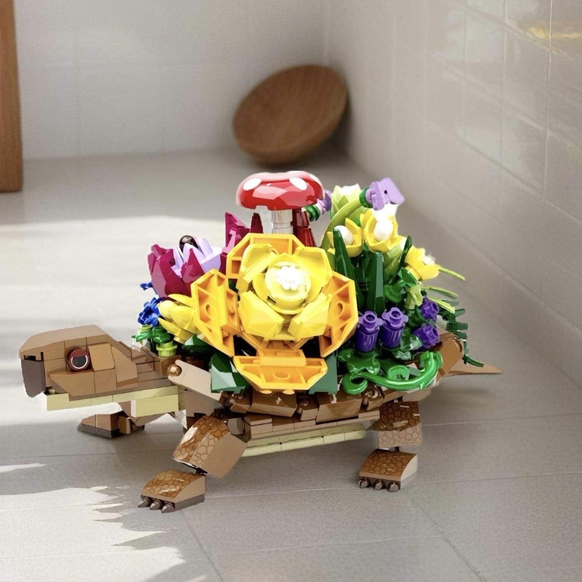 

509Pcs Turtle Planter Flower Pots Model Kit Animal Planter Building Block Flower Pots Bricks Kid Birthday Festival Toy