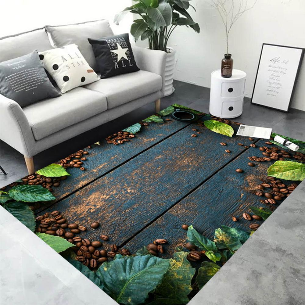 Retro 3D Coffee Latte Art Carpet Seasoning Wooden Carpet Rugs Living Room Small Rugs for Bedroom Living Room Decoration