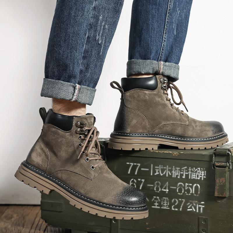 2025 Big Yellow Boots Men's Autumn and Winter New Tooling British Wind Snow Boots Medium Help Versatile Martin Boots 6002-M