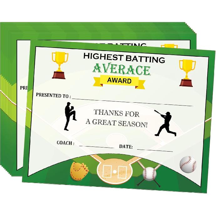25 Pack Soccer Award Certificates End of Season Team Awards 8.5 x 11 Inch-Soccer Ceremony Certificate for Coach Teacher and Kids Baseball