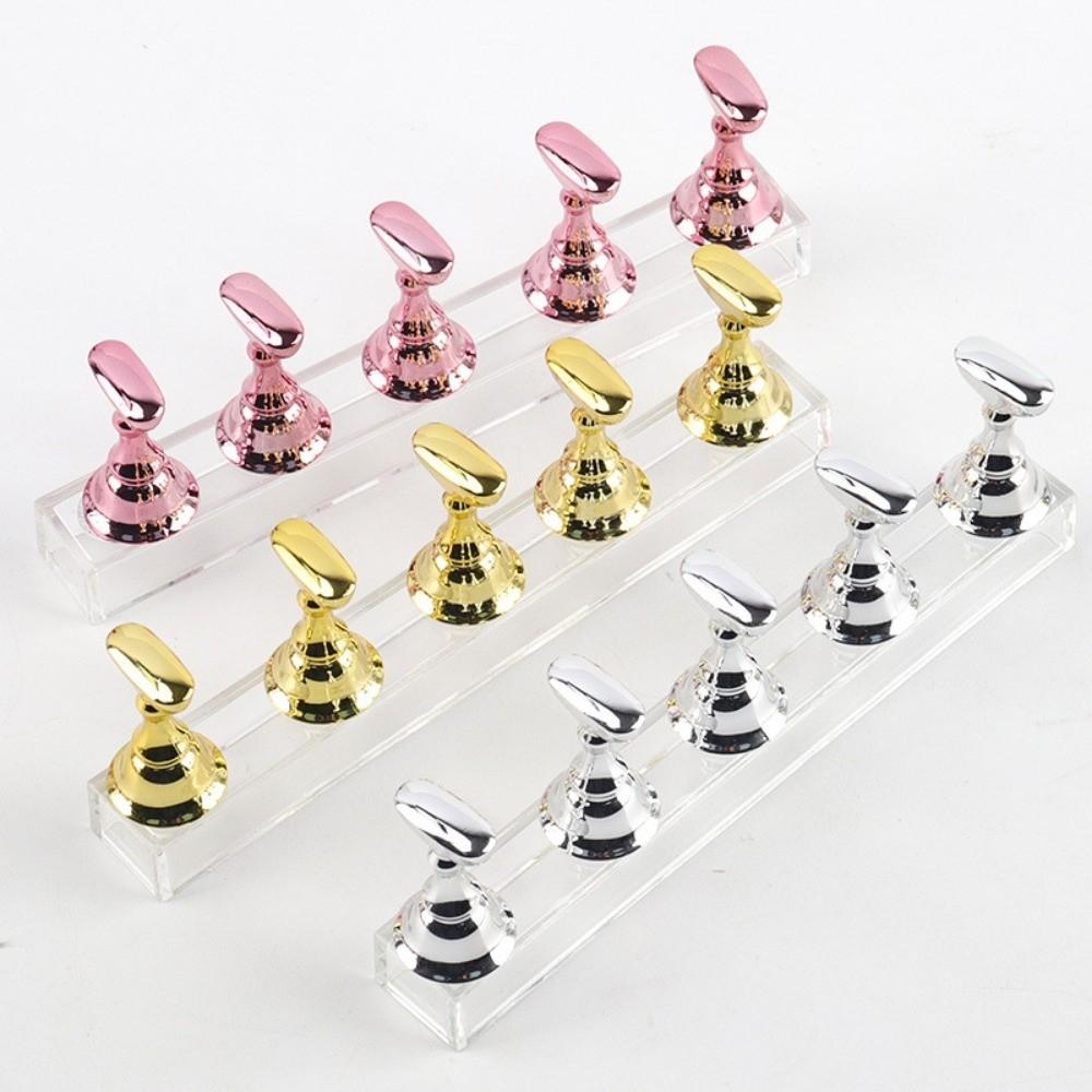 5Pcs Crystal Base Magnetic Nail Art Holder Reusable Nail Art Display Stand Nail Artists