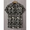Summer Ethnic Style Elephant Element Southeast Asian Vacation Casual Short-sleeved Cuban Collar Shirt Men's Tops