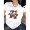Cute Beagle & Basset Hound Print T-Shirt - Lightweight Durable Polyester Short Sleeve Round Neck Top with Beagles, Bassetts & Hounds Characters,