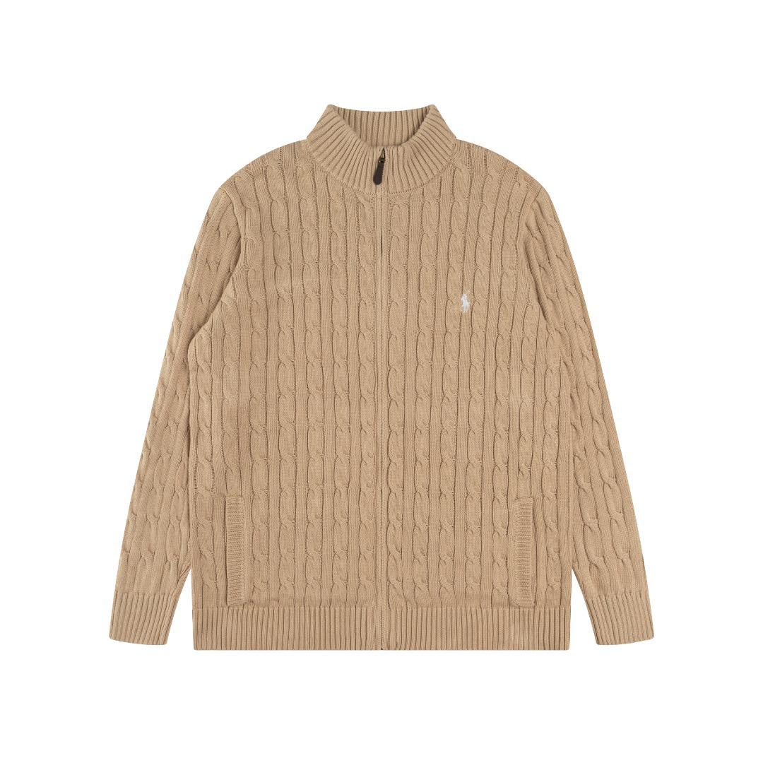 

25ss Autumn/Winter High-Quality Cable Knit Cardigan with Scannable Code and Embroidered Small Logo XL