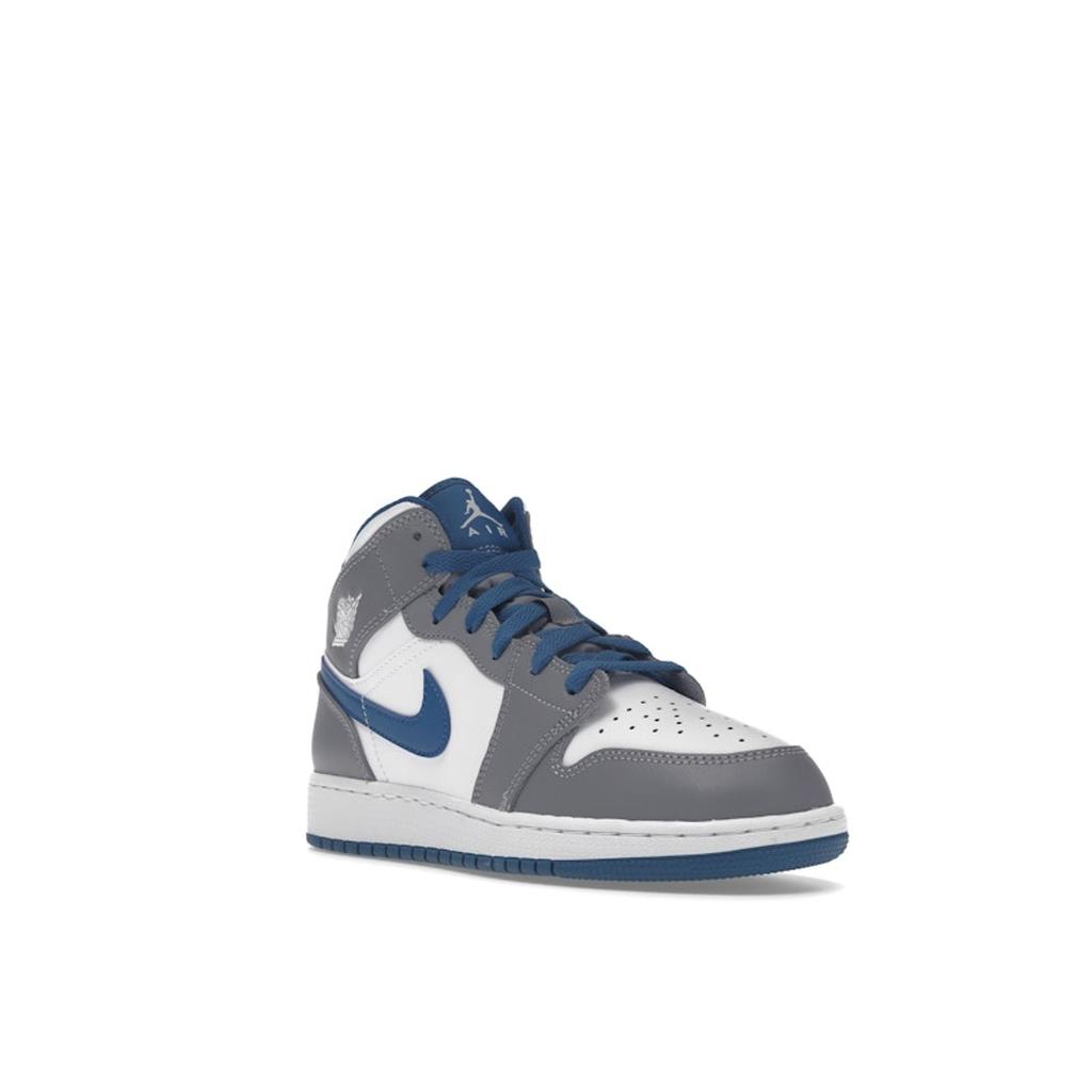 Air Jordan 1 Mid GS Cement True Blue Dětské tenisky Šedá Cementově šedá Bílá DQ8423-014