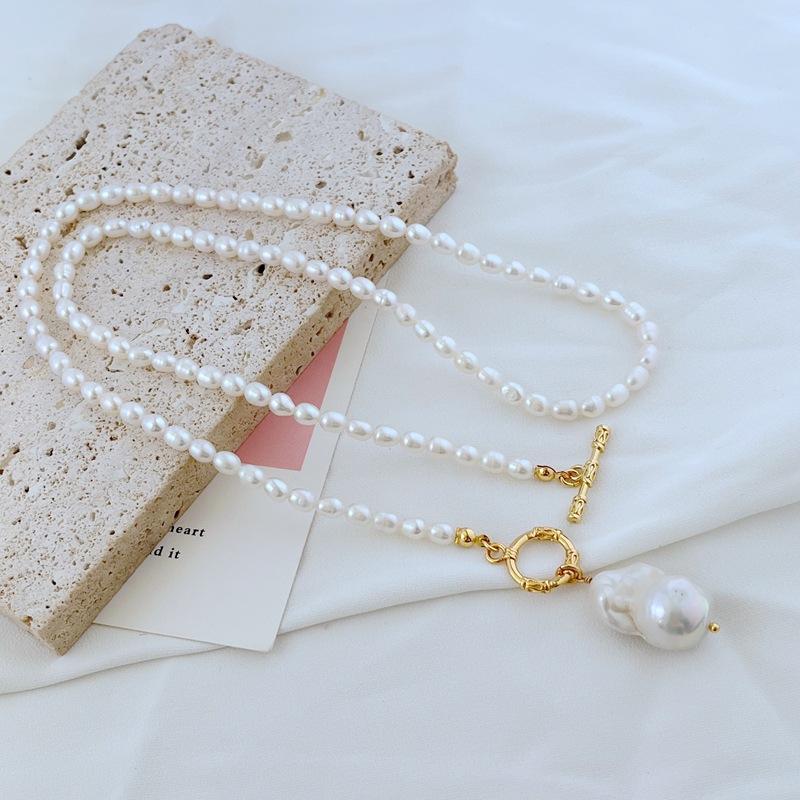 Meier Niche style natural baroque pearl necklace asymmetrical shaped freshwater pearl sweater chain