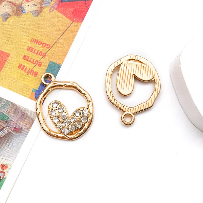 

15-Piece European & American Rhinestone KC Gold Heart Rose Pendant Set - Romantic Valentine s Day Jewelry