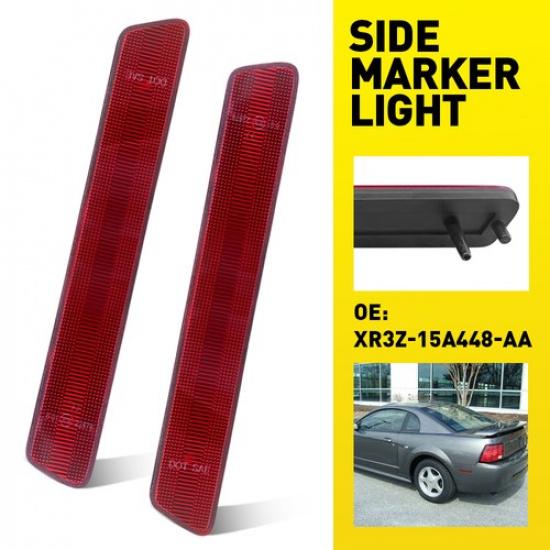 2Pcs Rear Red Len Side Marker Light Housing Assembly For 1999-04 Ford Mustang EK