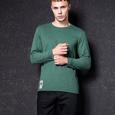 Men's Solid Color T-shirt Multi-Color Washing Knitted T-shirt Male Autumn Winter T-shirt Cotton Long Sleeve Top BP8700